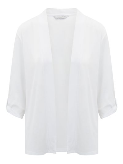 PennyPlain Roll Up Sleeve Cardigan - White