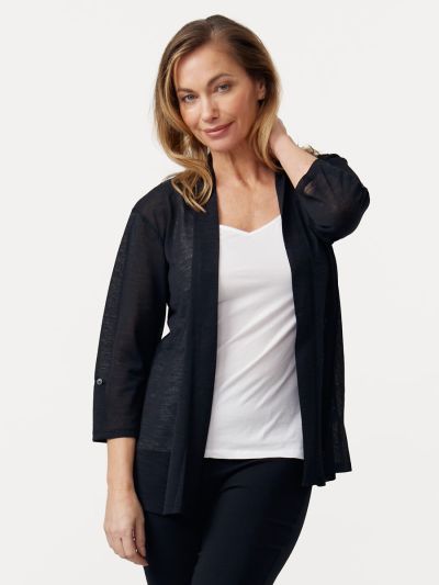 PennyPlain Roll Up Sleeve Cardigan - Black