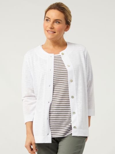 PennyPlain Front Button Cardigan - White