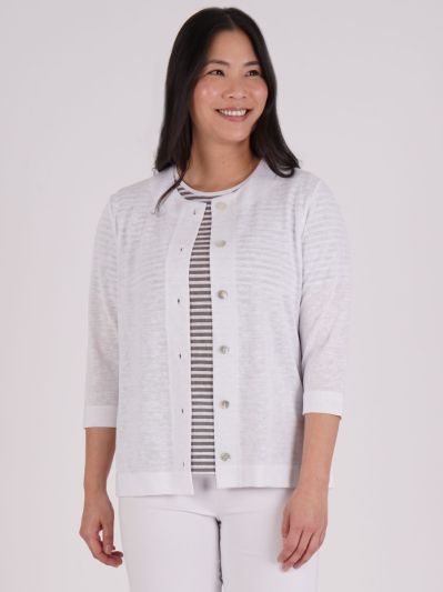 PennyPlain Front Button Cardigan - White