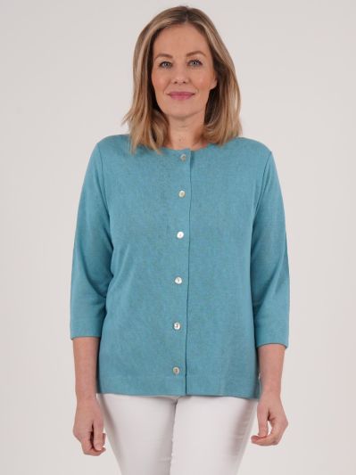 PennyPlain Front Button Cardigan - Sea Green