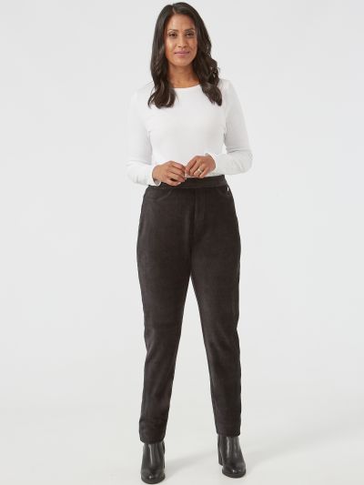 PennyPlain Rib Velour Trousers- Black