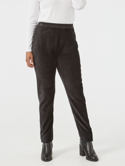 PennyPlain Rib Velour Trousers - Black Short