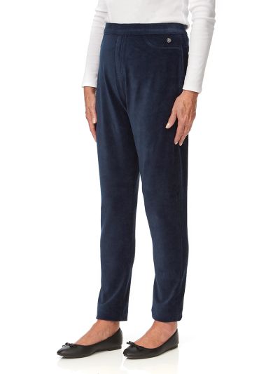PennyPlain Ribbed Velour Trousers - Navy