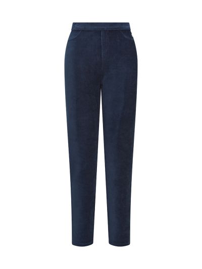PennyPlain Ribbed Velour Trousers - Navy Short