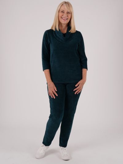 PennyPlain Rib Velour Trousers - Peacock