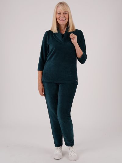 PennyPlain Rib Velour Trousers - Peacock Short