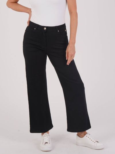 PennyPlain 5 Pocket Wide Leg Denim - Black Wash