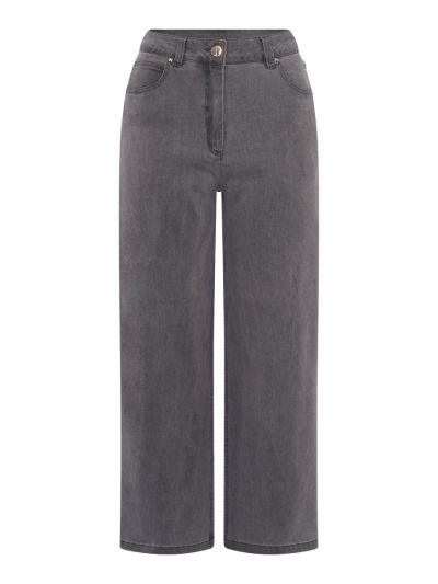 PennyPlain 5 Pocket Wide Leg Denim - Pewter Wash Short