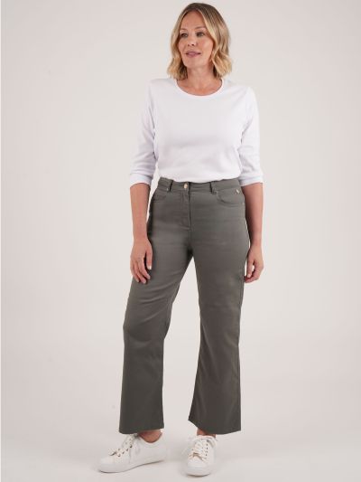 PennyPlain 5 Pocket Wide Leg Denim - Dark Sage
