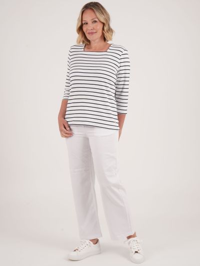 PennyPlain 5 Pocket Wide Leg Denim - White