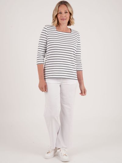 PennyPlain 5 Pocket Wide Leg Denim - White Short
