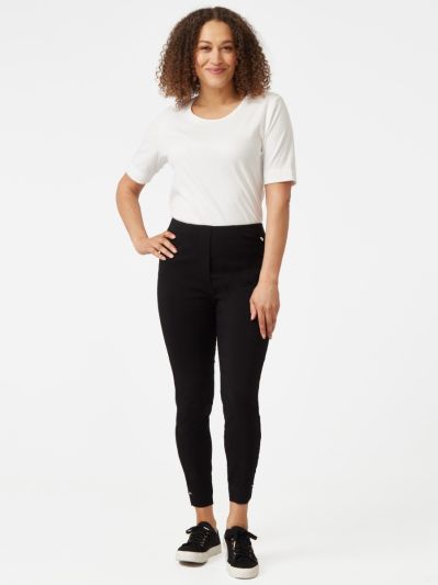 PennyPlain Cropped Bengaline Ankle Grazer Trousers - Black