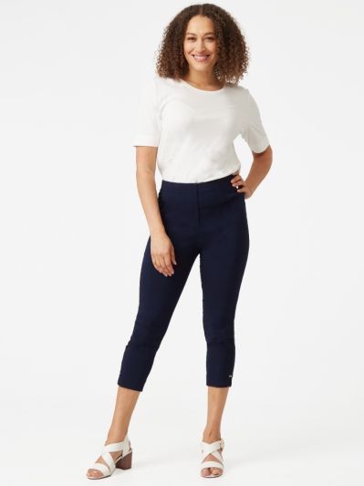 PennyPlain Cropped Bengaline Capri Trousers - French Navy