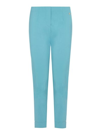 PennyPlain Cropped Bengaline Trousers - Turquoise