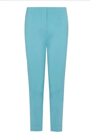PennyPlain Cropped Bengaline Ankle Grazer Trousers - Turquoise