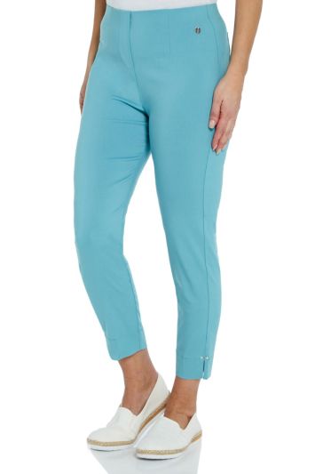 PennyPlain Cropped Bengaline Trousers - Turquoise