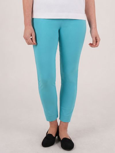 PennyPlain Cropped Bengaline Ankle Grazer Trousers - Turquoise