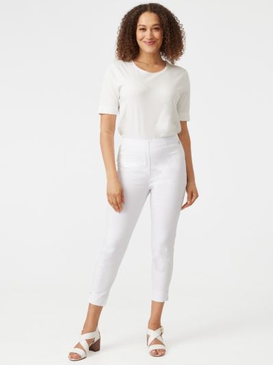 PennyPlain Cropped Bengaline Trousers - White