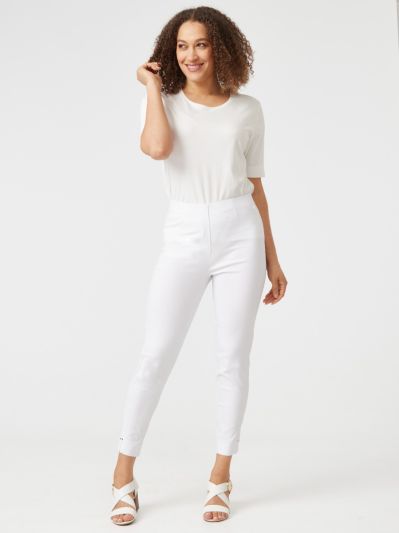 PennyPlain Cropped Bengaline Ankle Grazer Trousers - White