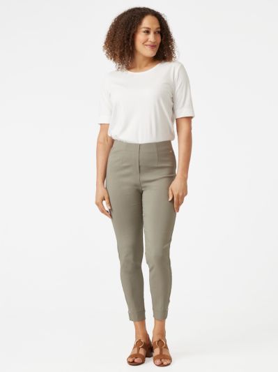 PennyPlain Cropped Bengaline Ankle Grazer Trousers - Sage