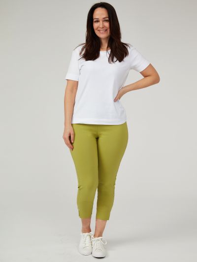 PennyPlain Cropped Bengaline Trousers - Pistachio
