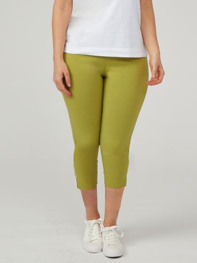 PennyPlain Cropped Bengaline Capri Trousers - Pistachio