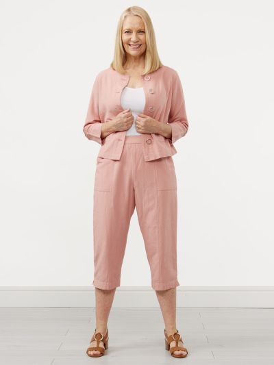 PennyPlain Linen Blend Cropped Trousers - Dusk