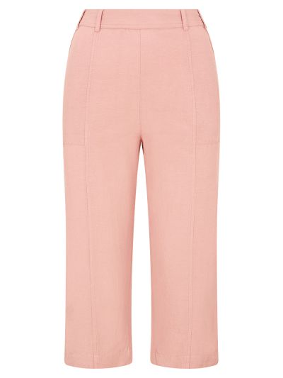PennyPlain Linen Blend Cropped Trousers - Dusk