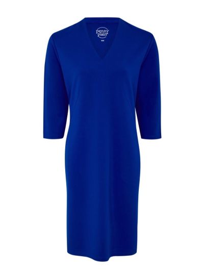 PennyPlain High Back V-neckline Dress - Sapphire