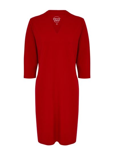 PennyPlain High Back V-neckline Dress - Red