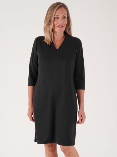 PennyPlain High Back V-neckline Dress - Charcoal