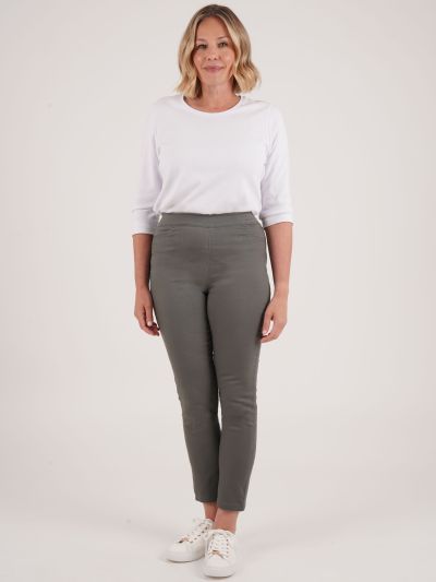 PennyPlain Pull On Jeans - Dark Sage