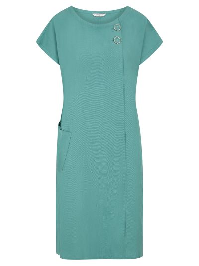 PennyPlain Cap Sleeve Linen Dress - Sea Green