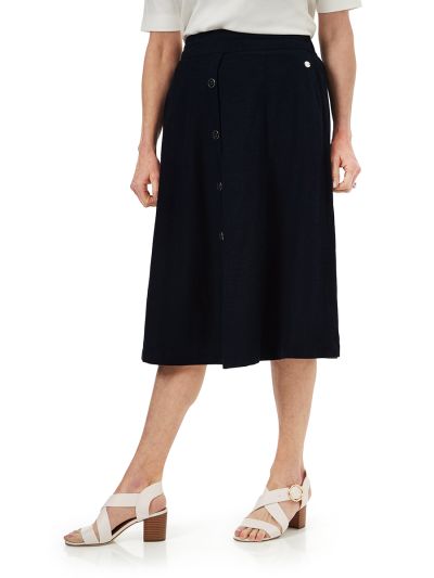 PennyPlain Button Through Skirt - Navy