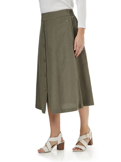 PennyPlain Button Through Skirt - Sage