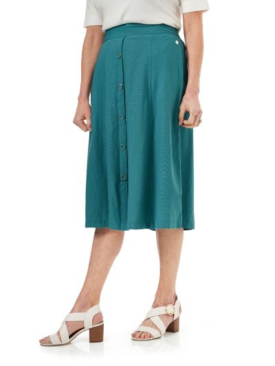 PennyPlain Button Through Skirt - Sea Green