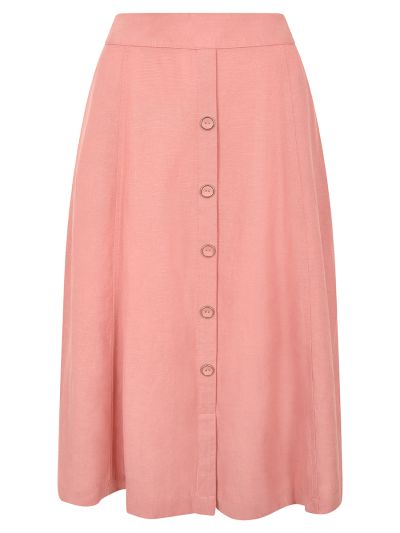 PennyPlain Button Through Skirt - Dusk