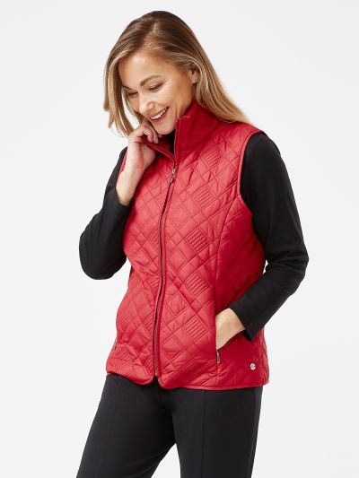 PennyPlain Diamond Quilt Gilet - Paprika