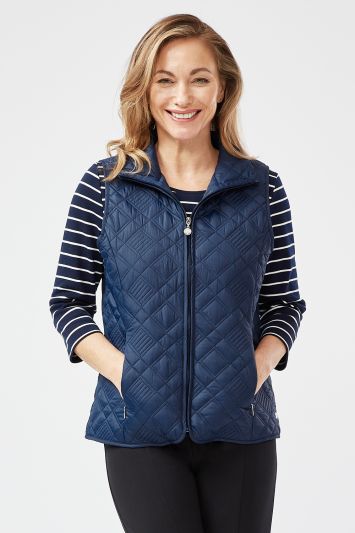 PennyPlain Diamond Quilt Gilet - French Navy