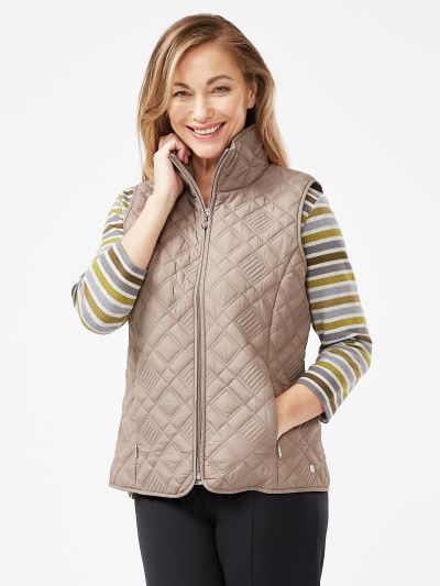 PennyPlain Diamond Quilt Gilet - Latte