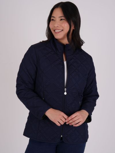 PennyPlain Diamond Quilt Jacket - French Navy