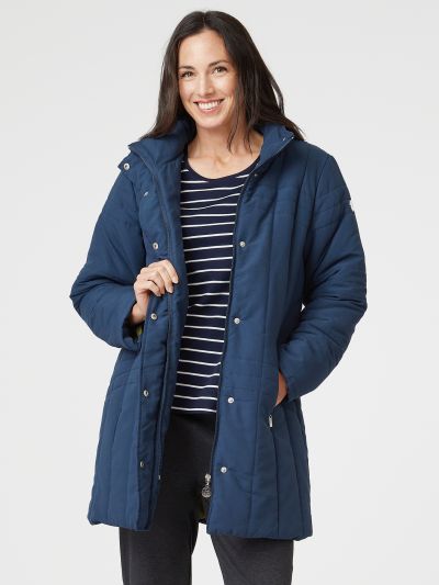 PennyPlain Long Quilt Coat - Midnight Blue