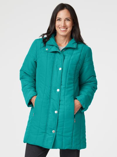 PennyPlain Long Quilt Coat - Teal