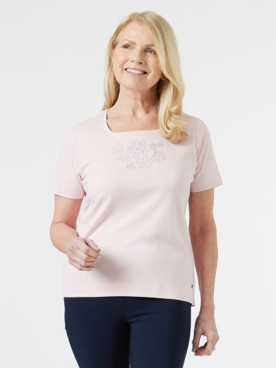 TIGI Rose Botanical Placement Embroidered Top