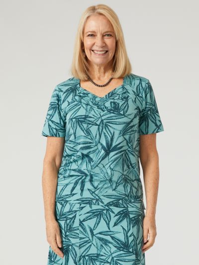 TIGI Olive Leaf Ruched Sweetheart Top