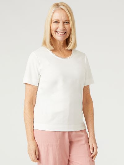 TIGI Beaded Neck Trim Top