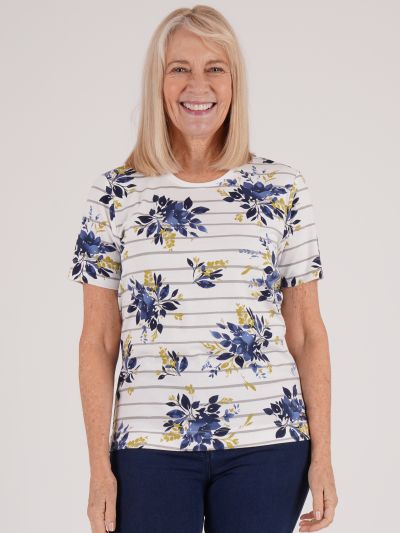 TIGI Stripe Floral Top
