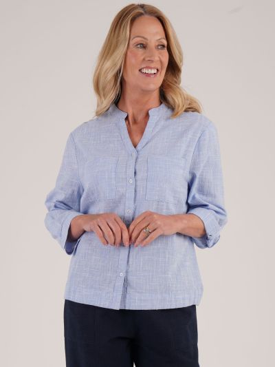 TIGI Notch Neck Micro-check Shirt