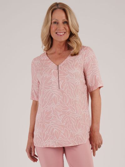 TIGI Zip Detail Viscose Dobby Top